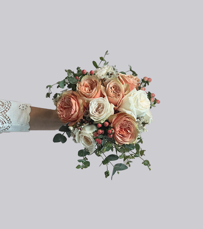 Peach and Pink Bridal Bouquet