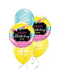 Birthday Pennants & Pink Stripes Foil Balloon Bouquet