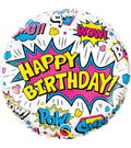 Birthday Super Hero White Foil Balloon