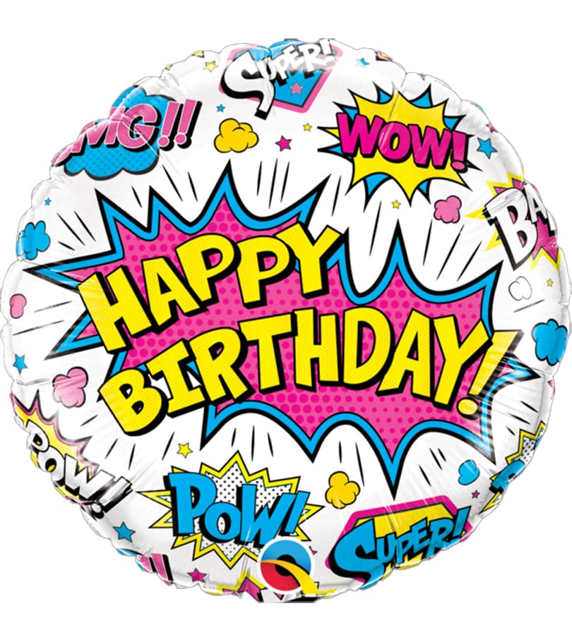 Birthday Super Hero White Foil Balloon