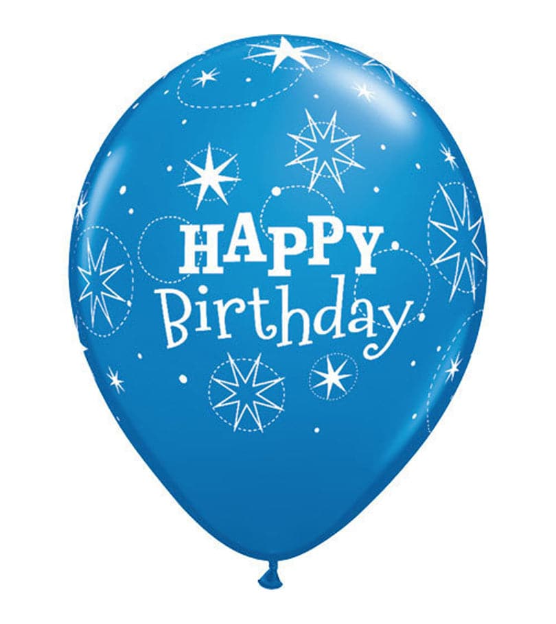 Happy Birthday Rubber Balloon - Dark Blue