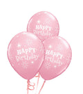 Happy Birthday Rubber Balloon Bunch - Light Pink