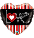 LOVE Red Stripes Foil Balloon