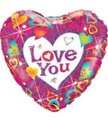 Love You Vibrant Hearts Foil Balloon