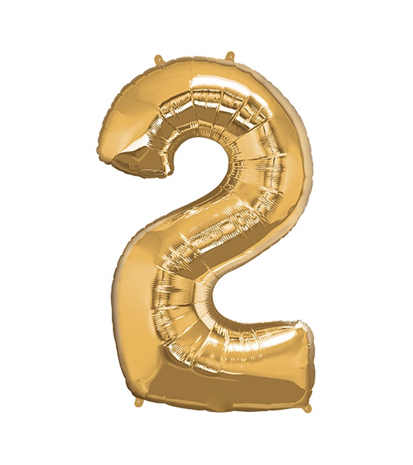 Super Shape Number 2 Gold Foil Balloon